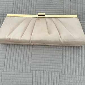 Beige satin evening bag